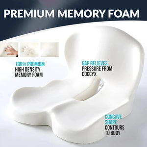 Planet Gates black gray Memory foam One-piece Seat Cushion Backrest Office Chair Cushion Massage Lumbar Support Pain Relief Breathable Car Butt Pad