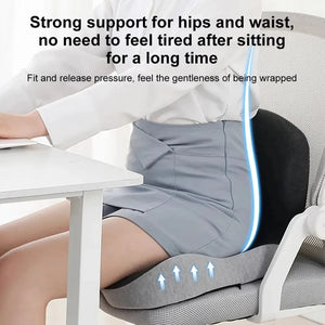 Planet Gates Black Grey Comfort Memory Foam Backrest Cushion Breathable Non-Slip Chair Cushion One-piece Design Waist Protection Truck Seat Cushion