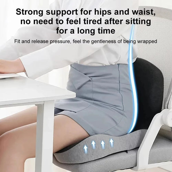 Planet Gates Black Grey Comfort Memory Foam Backrest Cushion Breathable Non-Slip Chair Cushion One-piece Design Waist Protection Truck Seat Cushion