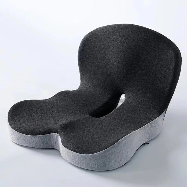 Planet Gates Black Grey Comfort Memory Foam Backrest Cushion Breathable Non-Slip Chair Cushion One-piece Design Waist Protection Truck Seat Cushion