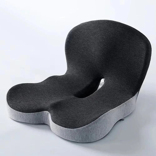 Planet Gates Black Grey Comfort Memory Foam Backrest Cushion Breathable Non-Slip Chair Cushion One-piece Design Waist Protection Truck Seat Cushion