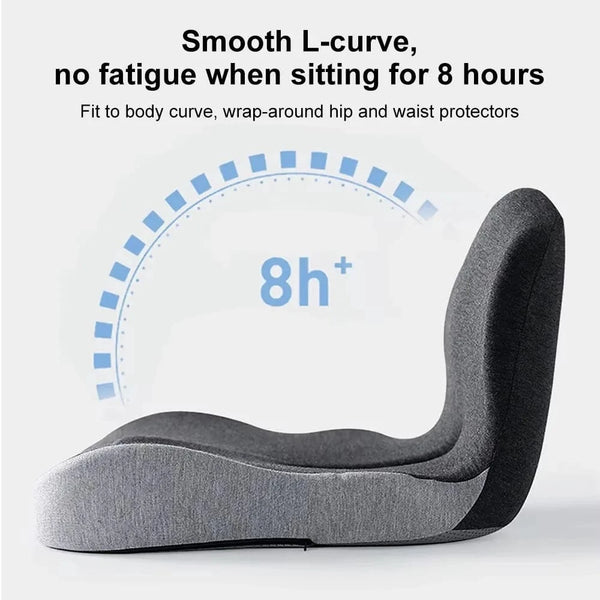 Planet Gates Black Grey Comfort Memory Foam Backrest Cushion Breathable Non-Slip Chair Cushion One-piece Design Waist Protection Truck Seat Cushion