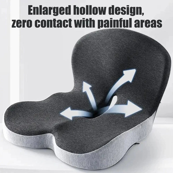 Planet Gates Black Grey Comfort Memory Foam Backrest Cushion Breathable Non-Slip Chair Cushion One-piece Design Waist Protection Truck Seat Cushion