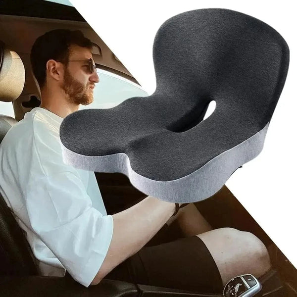 Planet Gates Black Grey Comfort Memory Foam Backrest Cushion Breathable Non-Slip Chair Cushion One-piece Design Waist Protection Truck Seat Cushion