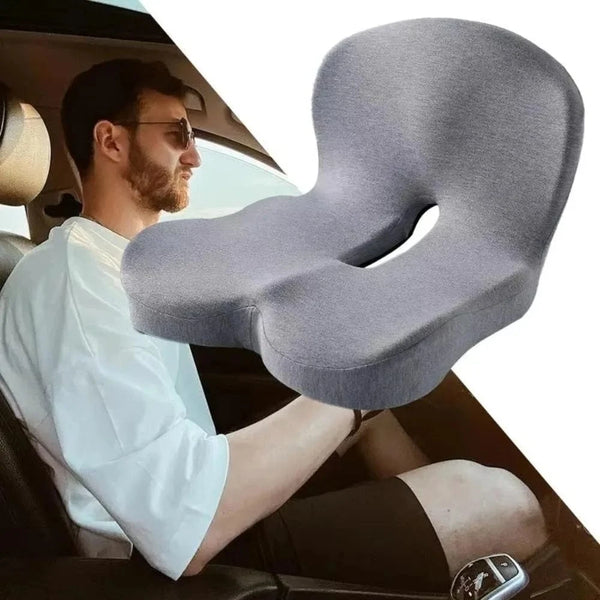 Planet Gates Black Grey Comfort Memory Foam Backrest Cushion Breathable Non-Slip Chair Cushion One-piece Design Waist Protection Truck Seat Cushion