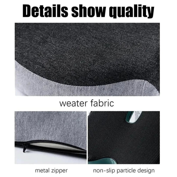 Planet Gates Black Grey Comfort Memory Foam Backrest Cushion Breathable Non-Slip Chair Cushion One-piece Design Waist Protection Truck Seat Cushion