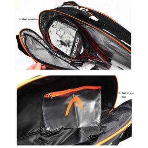 Planet Gates black HEAD Tennis Rackets Bag 6 Pieces Hard Shell Sports Bag Large Capacity 9 Badminton Racquets Backpack Men Women Tenis Squash Padel