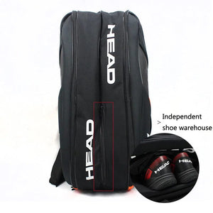 Planet Gates black HEAD Tennis Rackets Bag 6 Pieces Hard Shell Sports Bag Large Capacity 9 Badminton Racquets Backpack Men Women Tenis Squash Padel