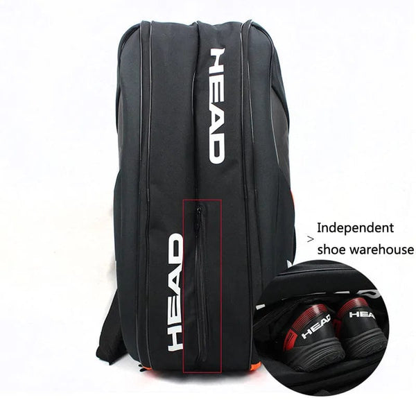 Planet Gates black HEAD Tennis Rackets Bag 6 Pieces Hard Shell Sports Bag Large Capacity 9 Badminton Racquets Backpack Men Women Tenis Squash Padel
