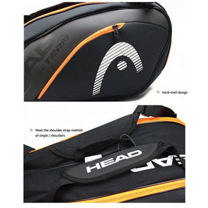 Planet Gates black HEAD Tennis Rackets Bag 6 Pieces Hard Shell Sports Bag Large Capacity 9 Badminton Racquets Backpack Men Women Tenis Squash Padel