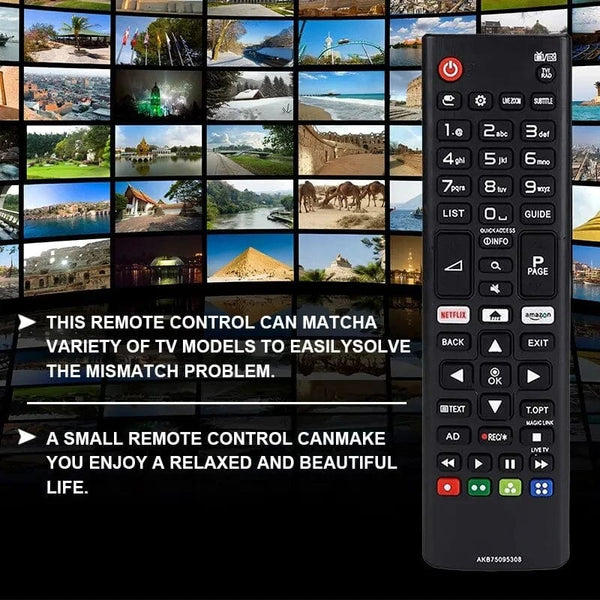 Planet Gates Black HIGH QUALITY ABS REMOTE CONTROL AKB75095308 FOR LG SMART TV 433MHZ