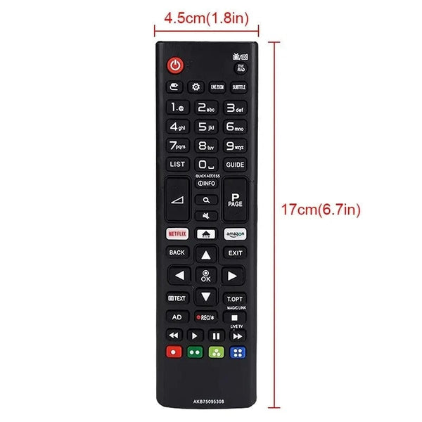 Planet Gates Black HIGH QUALITY ABS REMOTE CONTROL AKB75095308 FOR LG SMART TV 433MHZ