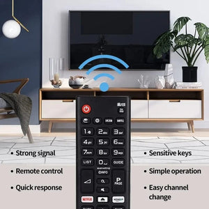 Planet Gates Black HIGH QUALITY ABS REMOTE CONTROL AKB75095308 FOR LG SMART TV 433MHZ