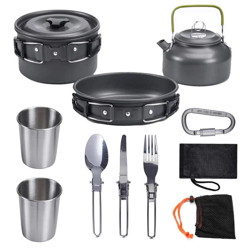 Planet Gates Black High Quality Aluminium Camping Pot Set Hiking Backpacking Cookware Outdoor Camping Cooking Cookware Set