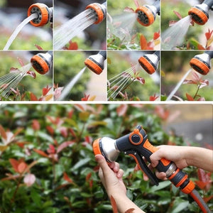 Planet Gates Black Hose Water Spray Gun Adjustable Car Wash Hose Garden Spray Portable High Pressure Gun Sprinkler Nozzle 8 Pattern Water Jet