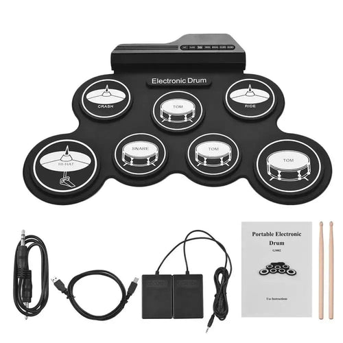 Planet Gates Black Icon Edition 2022New Folding Silicone Hand Roll USB Electronic Drum Portable Practice Drums Pad Kit With Drumsticks Sustain Pedal
