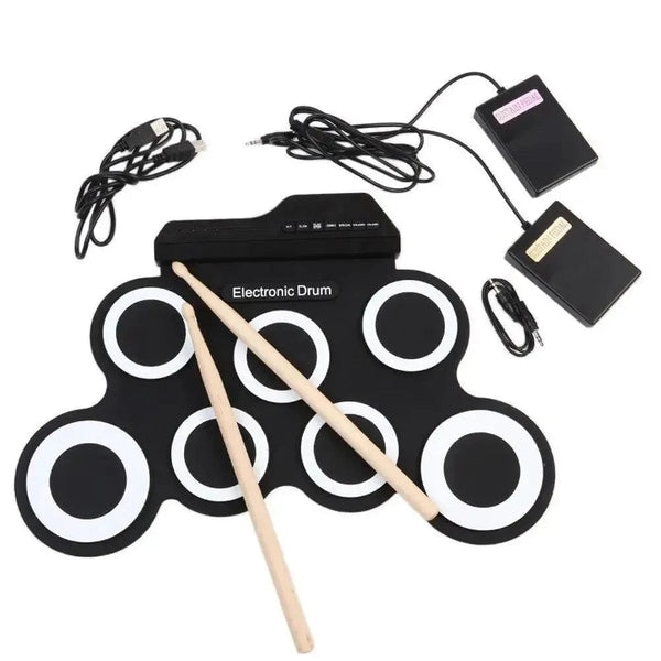 Planet Gates Black Icon Edition 2022New Folding Silicone Hand Roll USB Electronic Drum Portable Practice Drums Pad Kit With Drumsticks Sustain Pedal