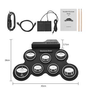 Planet Gates Black Icon Edition 2022New Folding Silicone Hand Roll USB Electronic Drum Portable Practice Drums Pad Kit With Drumsticks Sustain Pedal