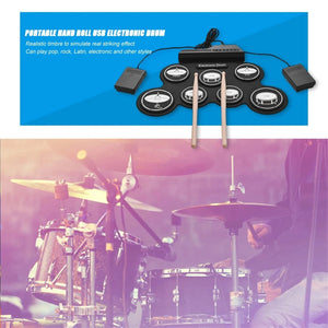 Planet Gates Black Icon Edition 2022New Folding Silicone Hand Roll USB Electronic Drum Portable Practice Drums Pad Kit With Drumsticks Sustain Pedal