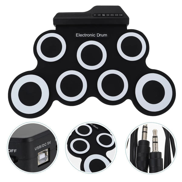 Planet Gates Black Icon Edition 2022New Folding Silicone Hand Roll USB Electronic Drum Portable Practice Drums Pad Kit With Drumsticks Sustain Pedal