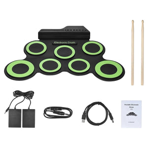 Planet Gates Black Icon Edition 2022New Folding Silicone Hand Roll USB Electronic Drum Portable Practice Drums Pad Kit With Drumsticks Sustain Pedal