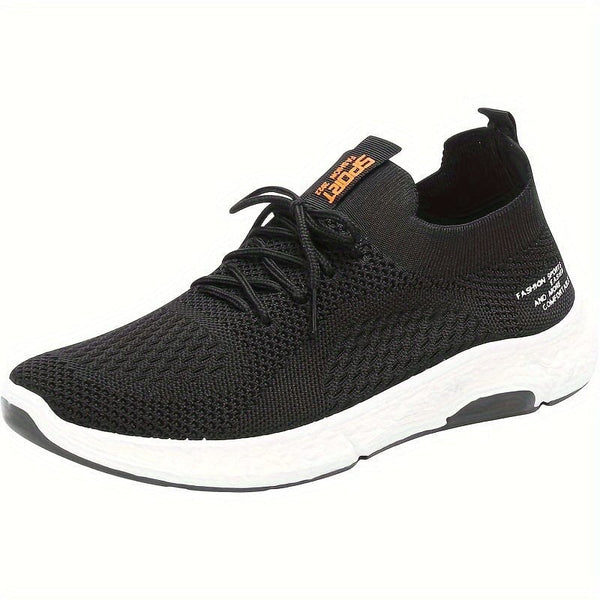 Planet Gates black in white / CN39(EU39) Men's Slip-on Sneakers With Shoelaces - Odor-resistant Athletic Shoes - Lightweight And Breathable