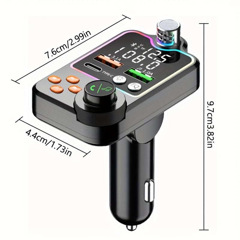 Planet Gates Black JaJaBor FM Transmitter Modulator Audio Music Receiver Car MP3 Player Type C Dual USB Car Charger Wireless 5.0 Handsfree Car Kit