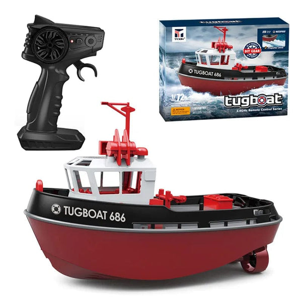 Planet Gates Black JIKEFUN 686 Rc Boat 2.4G 1/72 Powerful Dual Motor Long Range Wireless Electric Remote Control Tugboat Model  Toys for Boys Gift