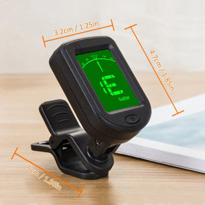 Planet Gates black JT-02 Clip-On Electronic Guitar Tuner Digital Tone Tuner for Electric Bass Guitar Violin Ukulele Universal Rotatable Sensitive
