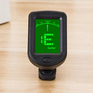 Planet Gates black JT-02 Clip-On Electronic Guitar Tuner Digital Tone Tuner for Electric Bass Guitar Violin Ukulele Universal Rotatable Sensitive