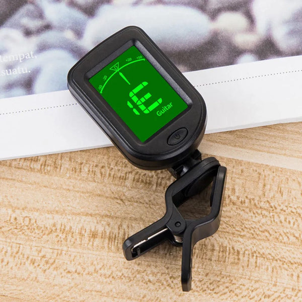 Planet Gates black JT-02 Clip-On Electronic Guitar Tuner Digital Tone Tuner for Electric Bass Guitar Violin Ukulele Universal Rotatable Sensitive