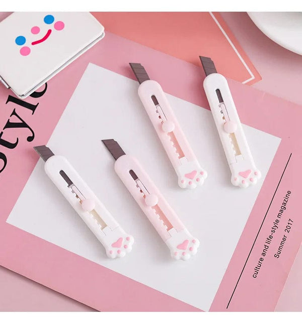 Planet Gates black Kawaii Mini Pocket Cat Paw Art Utility Knife Express Box Knife Paper Cutter Craft Wrapping Refillable Blade Stationery Big sale