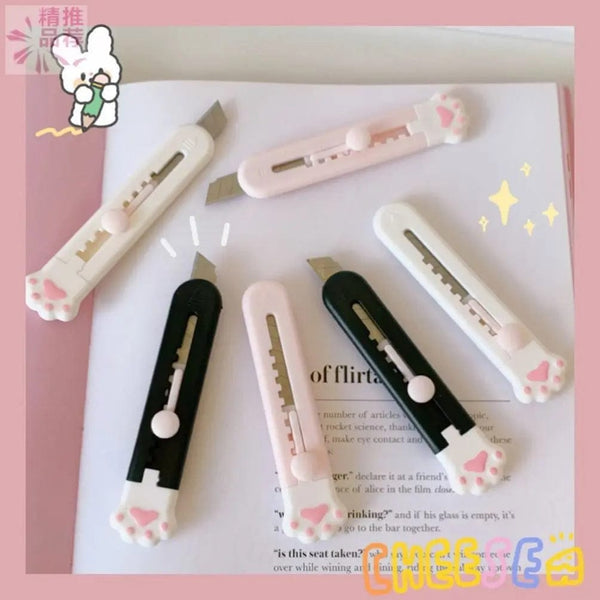 Planet Gates black Kawaii Mini Pocket Cat Paw Art Utility Knife Express Box Knife Paper Cutter Craft Wrapping Refillable Blade Stationery Big sale