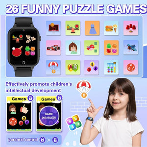 Planet Gates Black KGG Kids Smart Watches For Girls Boys 26 Games Touch Screen  Camera Pedometer Video MP3 Alarm Kids Digital Watch Birthday Gift