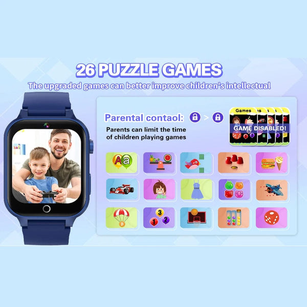 Planet Gates Black KGG Kids Smart Watches For Girls Boys 26 Games Touch Screen  Camera Pedometer Video MP3 Alarm Kids Digital Watch Birthday Gift