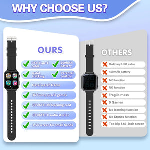 Planet Gates Black KGG Kids Smart Watches For Girls Boys 26 Games Touch Screen  Camera Pedometer Video MP3 Alarm Kids Digital Watch Birthday Gift