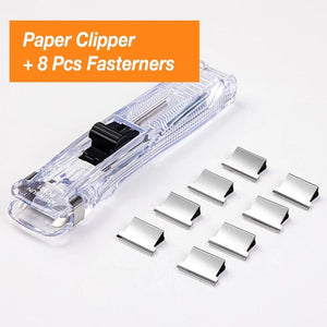 Planet Gates Black KHINSUN Paper Clipper Staplers Push Clamp File Documents Binding Tool Stapling Machine Paper Clips With Refills Office Supplies