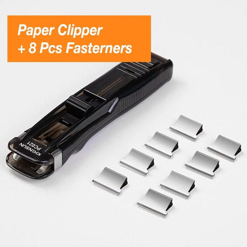 Planet Gates Black KHINSUN Paper Clipper Staplers Push Clamp File Documents Binding Tool Stapling Machine Paper Clips With Refills Office Supplies