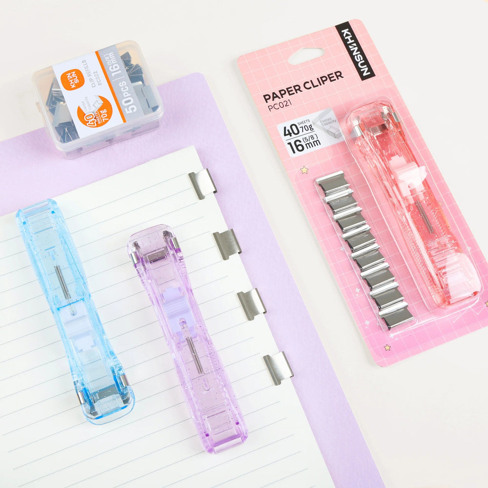 Planet Gates Black KHINSUN Paper Clipper Staplers Push Clamp File Documents Binding Tool Stapling Machine Paper Clips With Refills Office Supplies