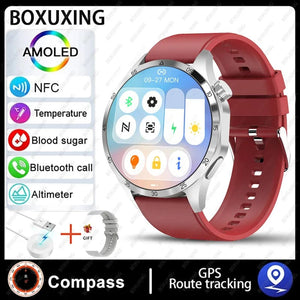 Planet Gates Black leather / NFC GT4 Pro 2024 New GPS Smart Watch Men For Huawei GT4Pro HD Screen Bluetooth Call Watches NFC IP68 Waterproof Blood Sugar Smartwatch Woman