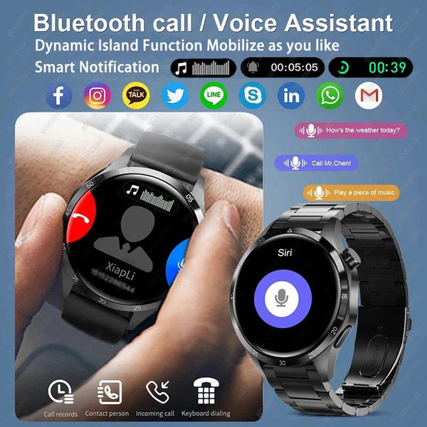 Planet Gates Black leather / NFC GT4 Pro 2024 New GPS Smart Watch Men For Huawei GT4Pro HD Screen Bluetooth Call Watches NFC IP68 Waterproof Blood Sugar Smartwatch Woman