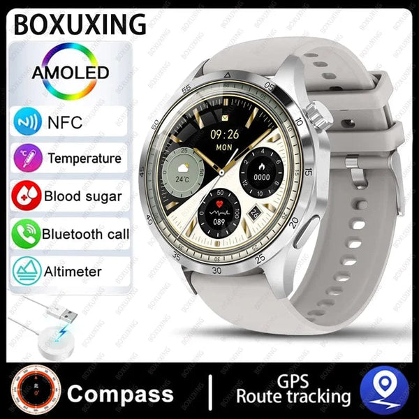 Planet Gates Black leather / NFC GT4 Pro 2024 New GPS Smart Watch Men For Huawei GT4Pro HD Screen Bluetooth Call Watches NFC IP68 Waterproof Blood Sugar Smartwatch Woman