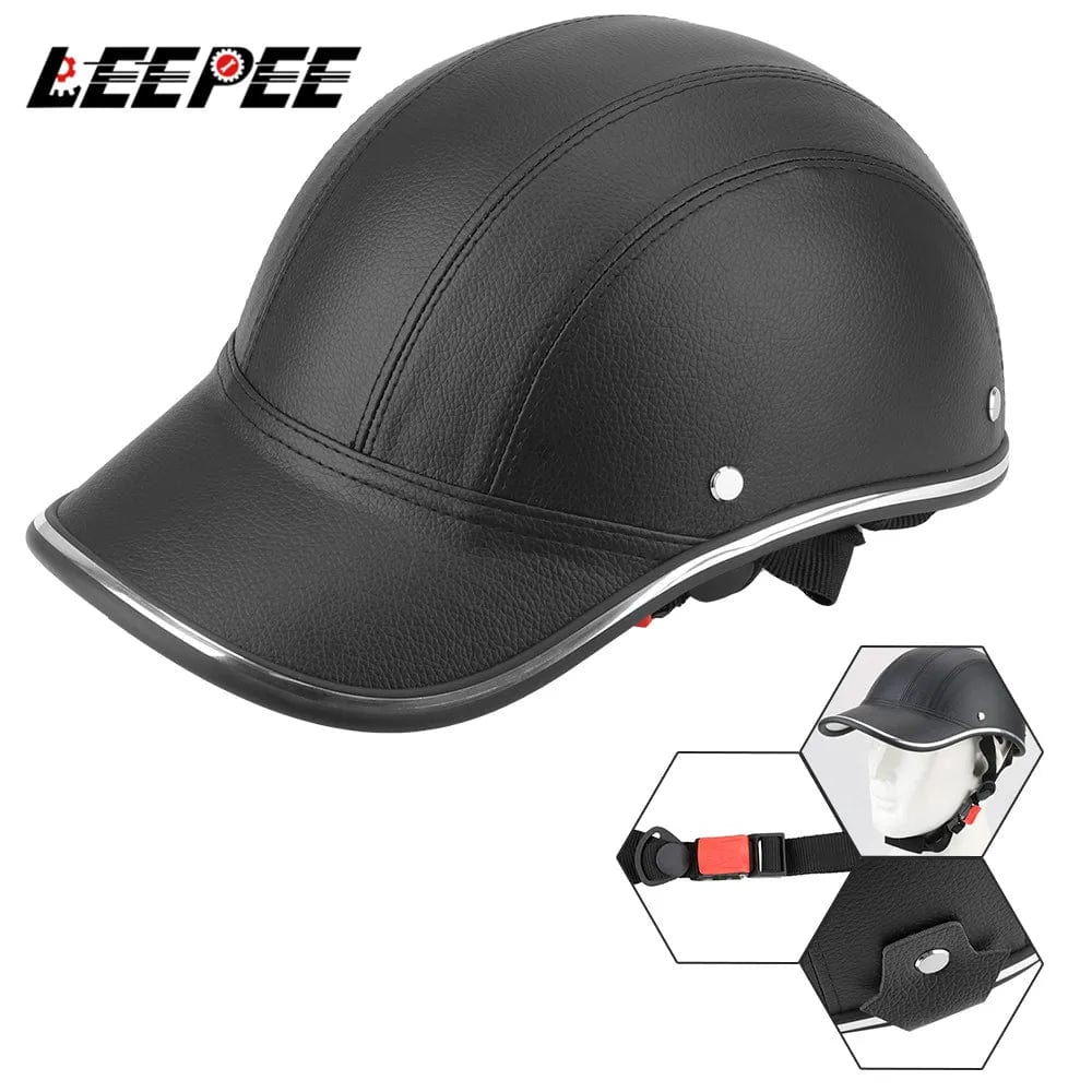 Planet Gates czarny LEEPEE do Cafe Racer Chopper Scooter Safety Hard Hat Half Face Vintage Letnia czapka motocyklowa Half Helmet Baseball Cap Style