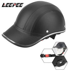 Planet Gates black LEEPEE For Cafe Racer Chopper Scooter Safety Hard Hat Half Face Vintage Summer Cap Motorcycle Half Helmet Baseball Cap Style