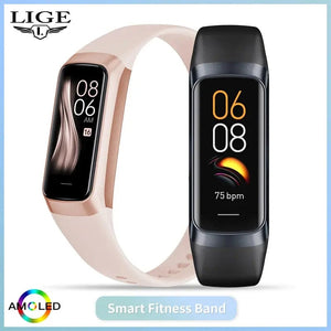 Planet Gates black LIGE Amoled Smart Watch Men 2023 Smart Band Women Heart Rate Blood Smartwartch Waterproof Smart Bracelet Sport Fitness Tracker