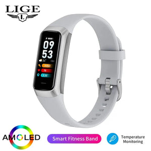 Planet Gates black LIGE Amoled Smart Watch Men 2023 Smart Band Women Heart Rate Blood Smartwartch Waterproof Smart Bracelet Sport Fitness Tracker