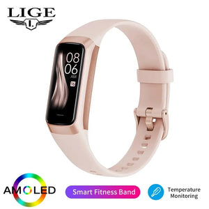 Planet Gates black LIGE Amoled Smart Watch Men 2023 Smart Band Women Heart Rate Blood Smartwartch Waterproof Smart Bracelet Sport Fitness Tracker