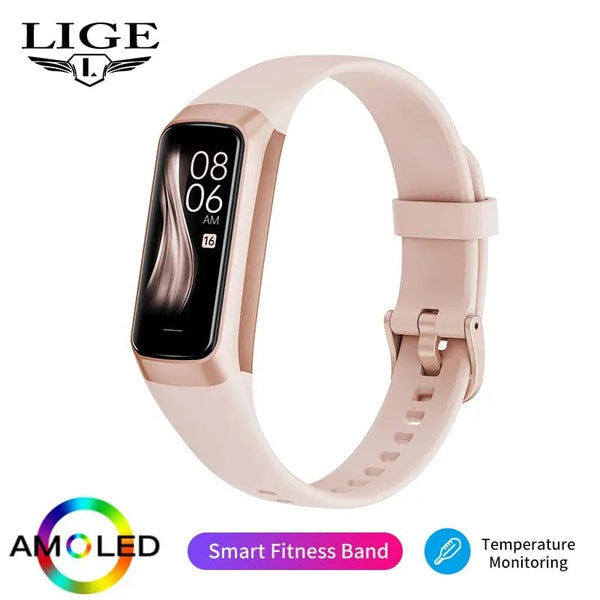 Planet Gates black LIGE Amoled Smart Watch Men 2023 Smart Band Women Heart Rate Blood Smartwartch Waterproof Smart Bracelet Sport Fitness Tracker