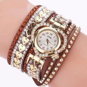 Planet Gates black Luxury Women Heart Dial Shiny Design Quality Women Quartz Watch Fashion Rhinestone Bracelet Wrap Strap Women Watch Gifts