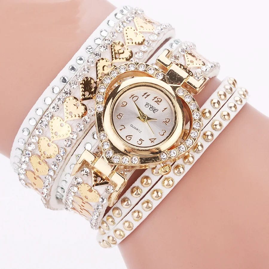 Planet Gates black Luxury Women Heart Dial Shiny Design Quality Women Quartz Watch Fashion Rhinestone Bracelet Wrap Strap Women Watch Gifts